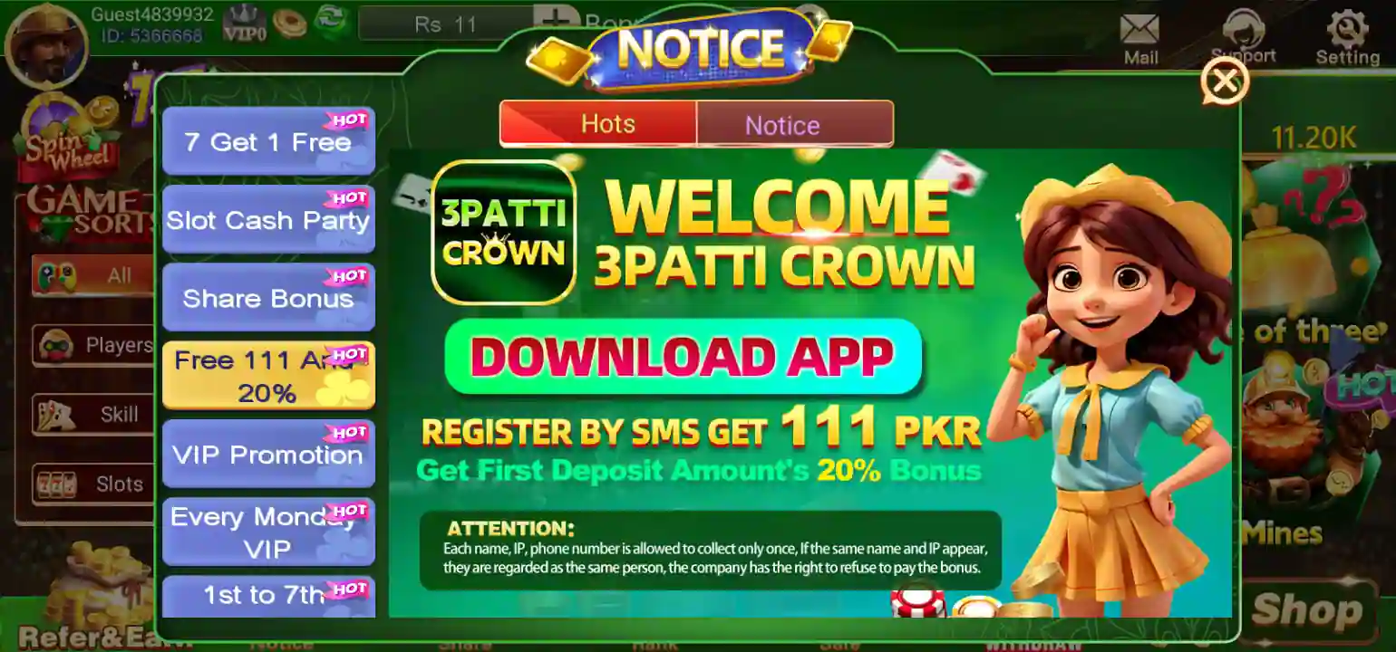3 Patti Crown Apk Rs 111 Bonus