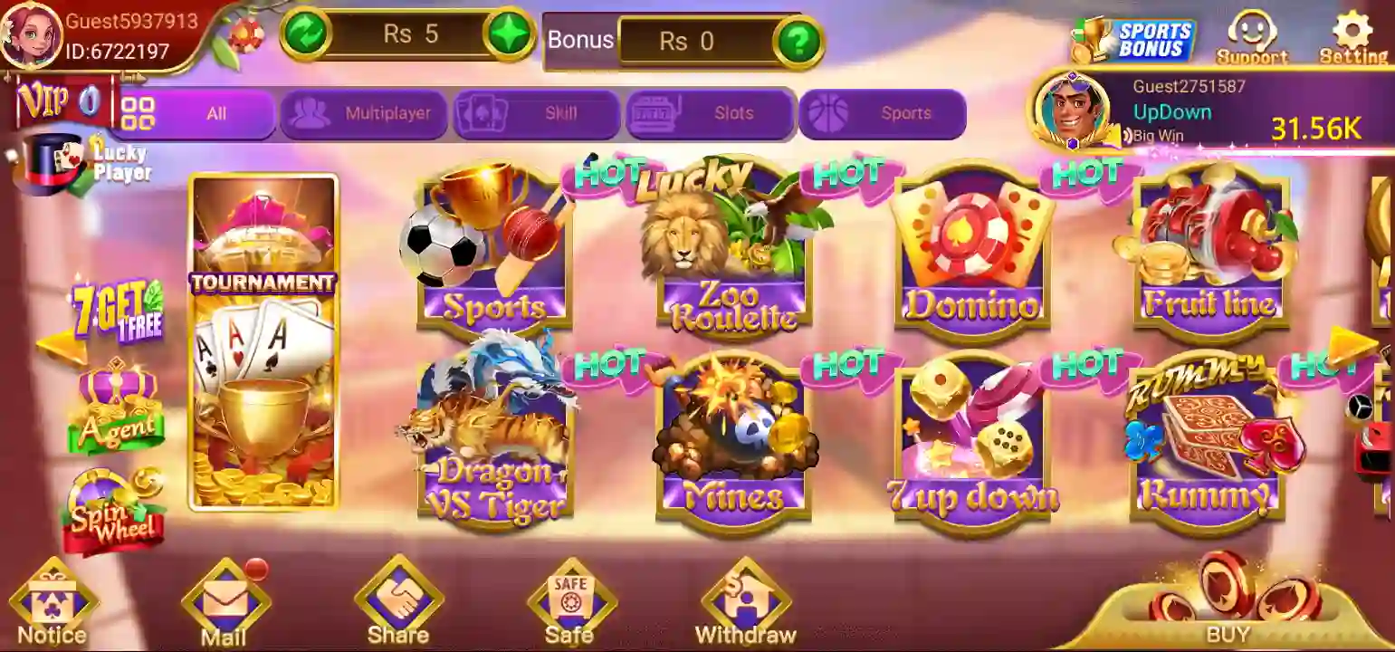 3 Patti Lucky Game Interface Slots and Cards